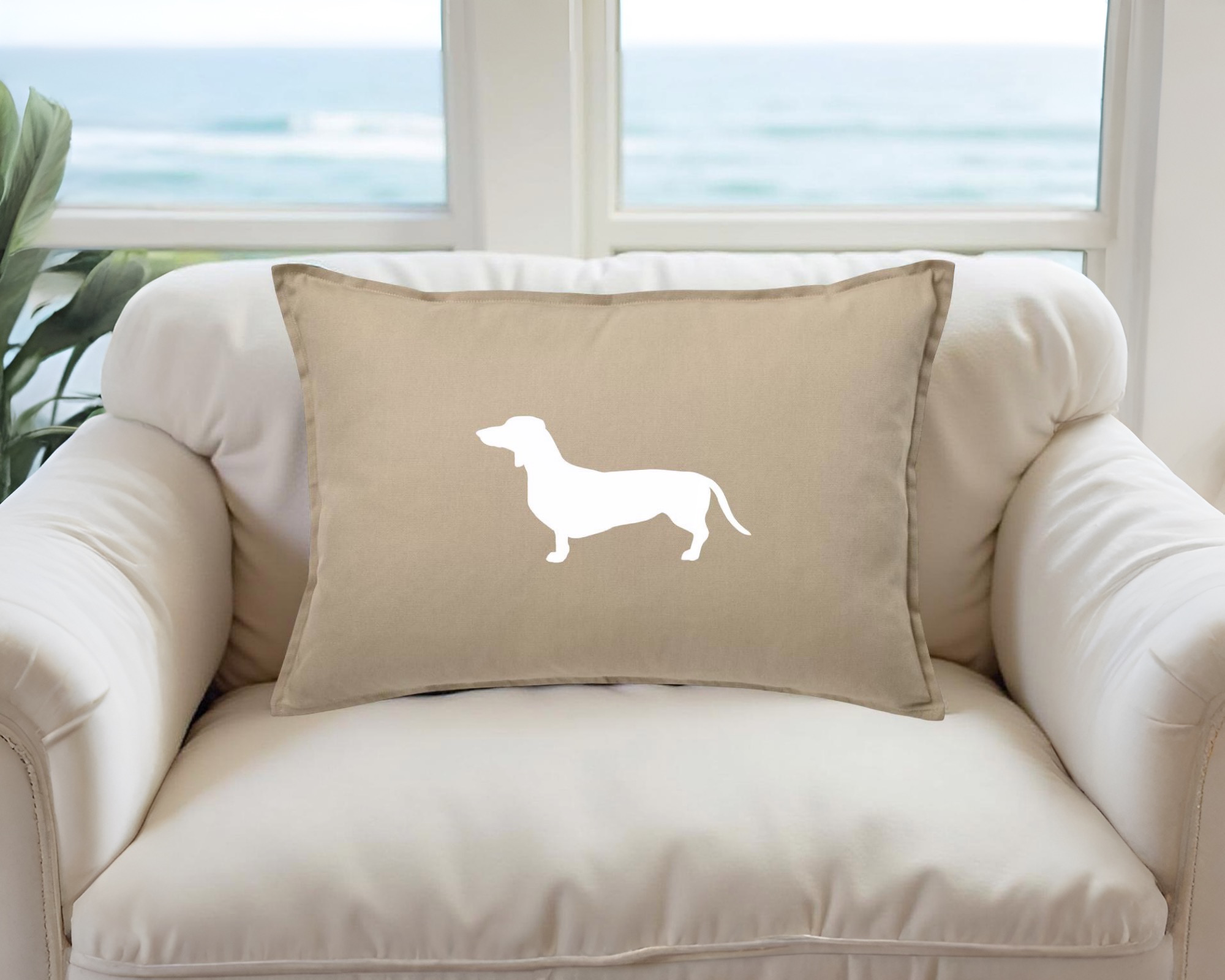 Kissen | Dackel | sandfarben | 40 x 58 cm Roo's Gift Shop