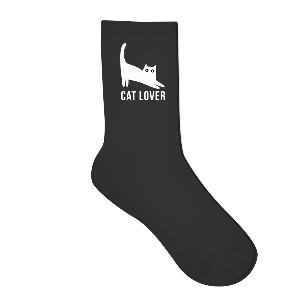 Socken für Cat Lover | weiße oder schwarze Crew Socken mit Katzenmotiv Printegy