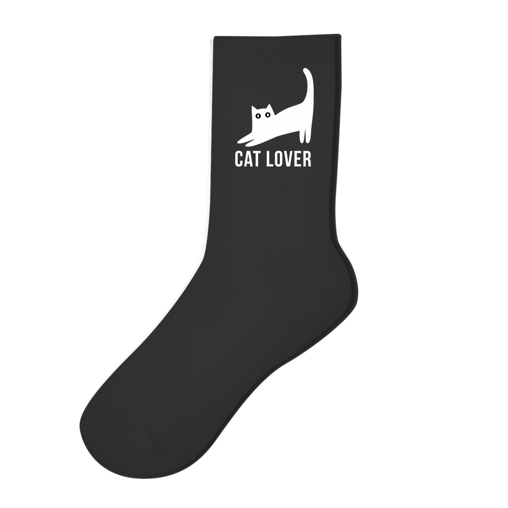 Socken für Cat Lover | weiße oder schwarze Crew Socken mit Katzenmotiv Printegy