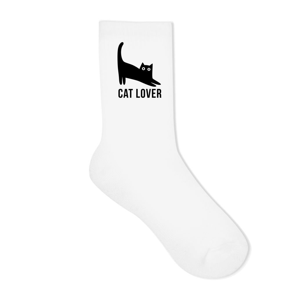 Socken für Cat Lover | weiße oder schwarze Crew Socken mit Katzenmotiv Printegy