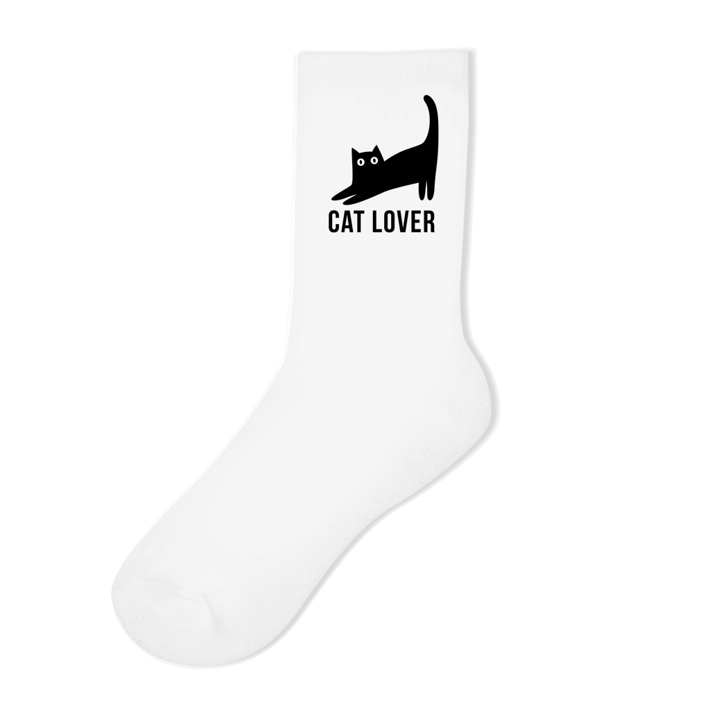 Socken für Cat Lover | weiße oder schwarze Crew Socken mit Katzenmotiv Printegy