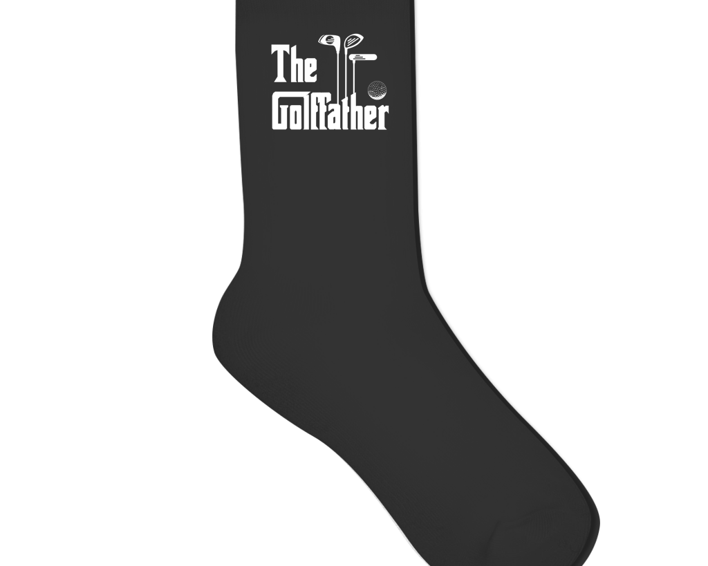 Socken für Golfer | Crew Socken "The Golffather" in schwarz oder weiß Printegy