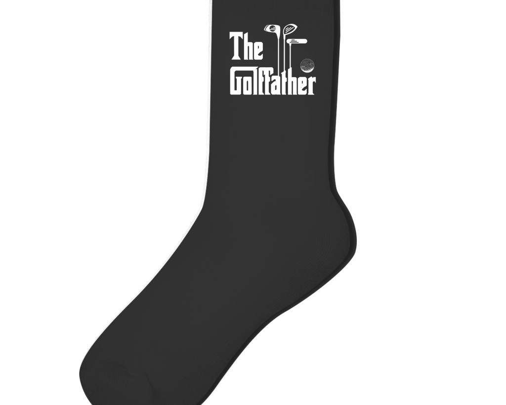 Socken für Golfer | Crew Socken "The Golffather" in schwarz oder weiß Printegy