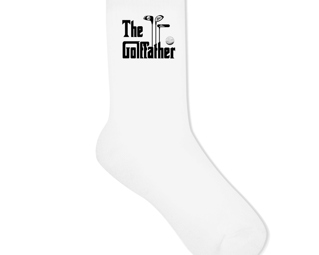 Socken für Golfer | Crew Socken "The Golffather" in schwarz oder weiß Printegy