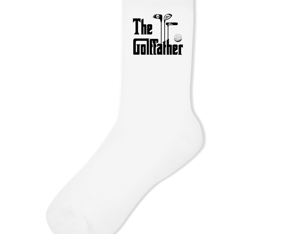 Socken für Golfer | Crew Socken "The Golffather" in schwarz oder weiß Printegy