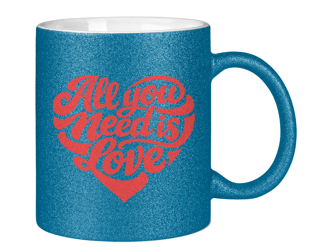 Glitzertasse All you need is love Printegy