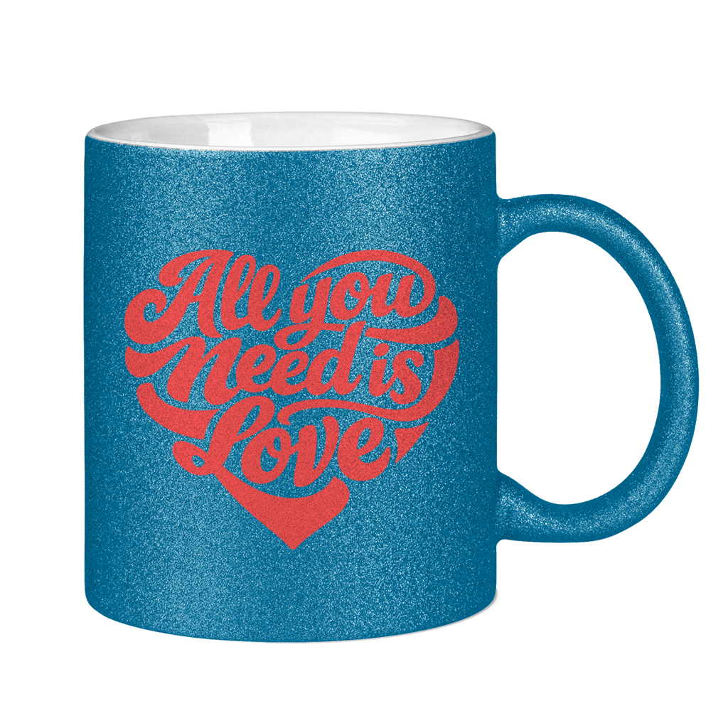 Glitzertasse All you need is love Printegy