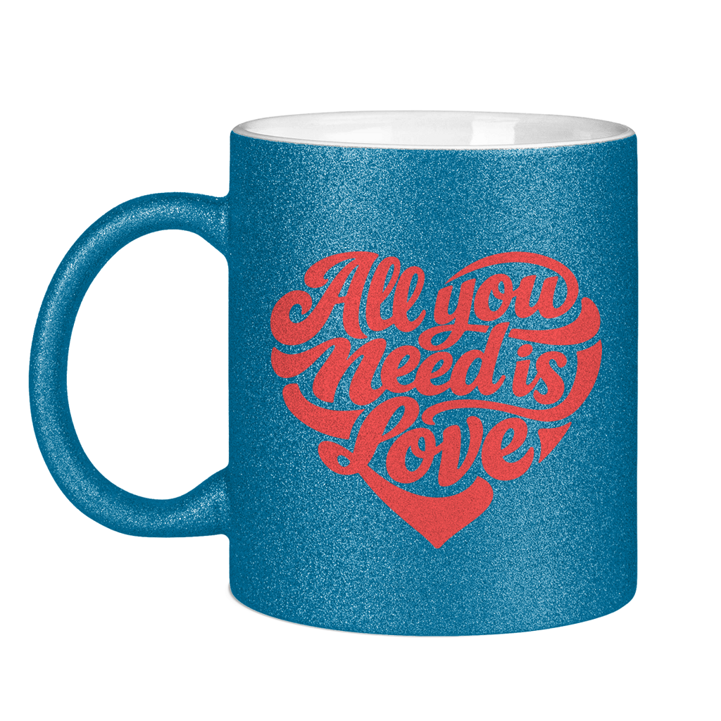 Glitzertasse All you need is love Printegy