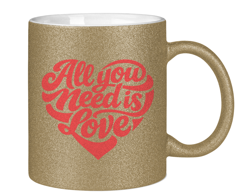 Glitzertasse All you need is love Printegy