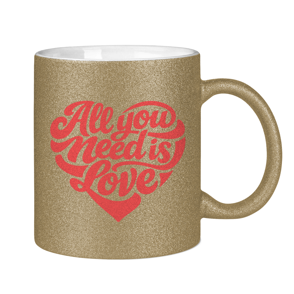Glitzertasse All you need is love Printegy