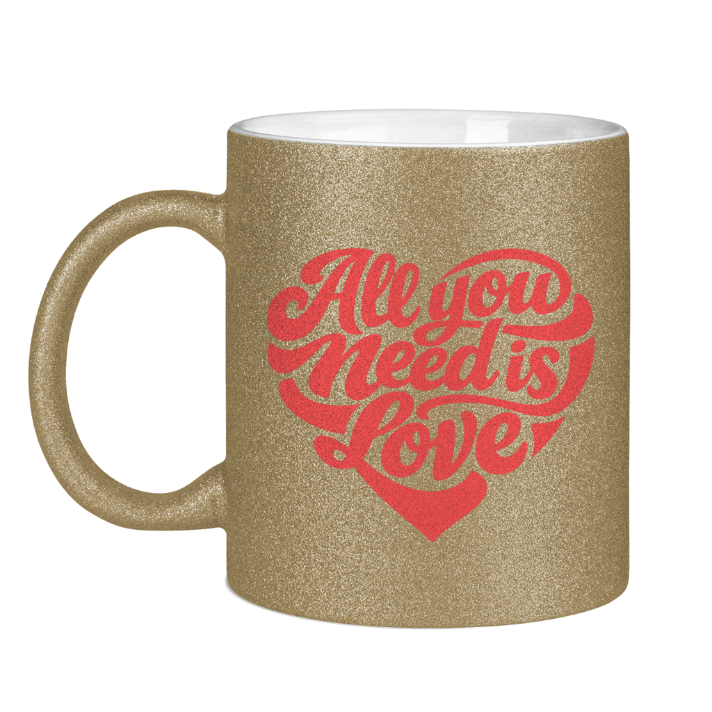 Glitzertasse All you need is love Printegy