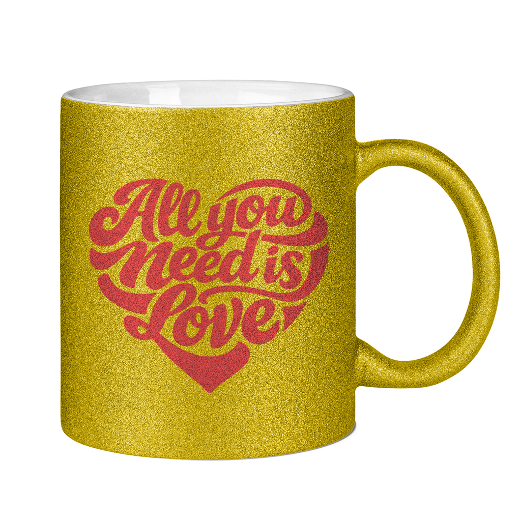 Glitzertasse All you need is love Printegy