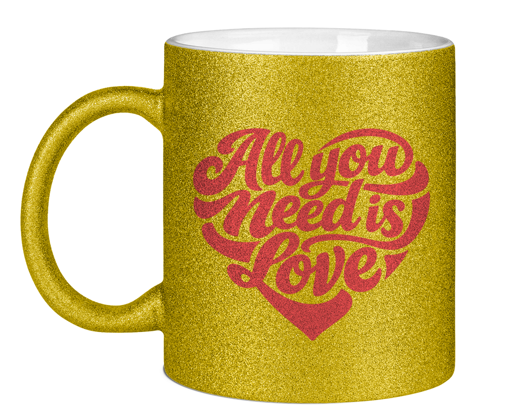 Glitzertasse All you need is love Printegy