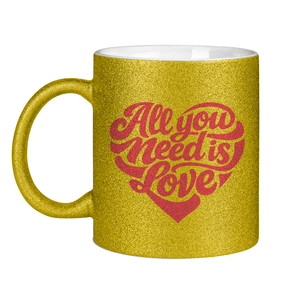Glitzertasse All you need is love Printegy
