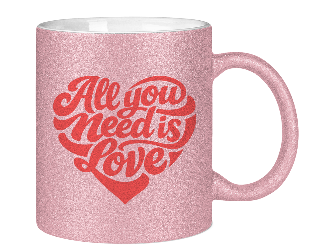 Glitzertasse All you need is love Printegy