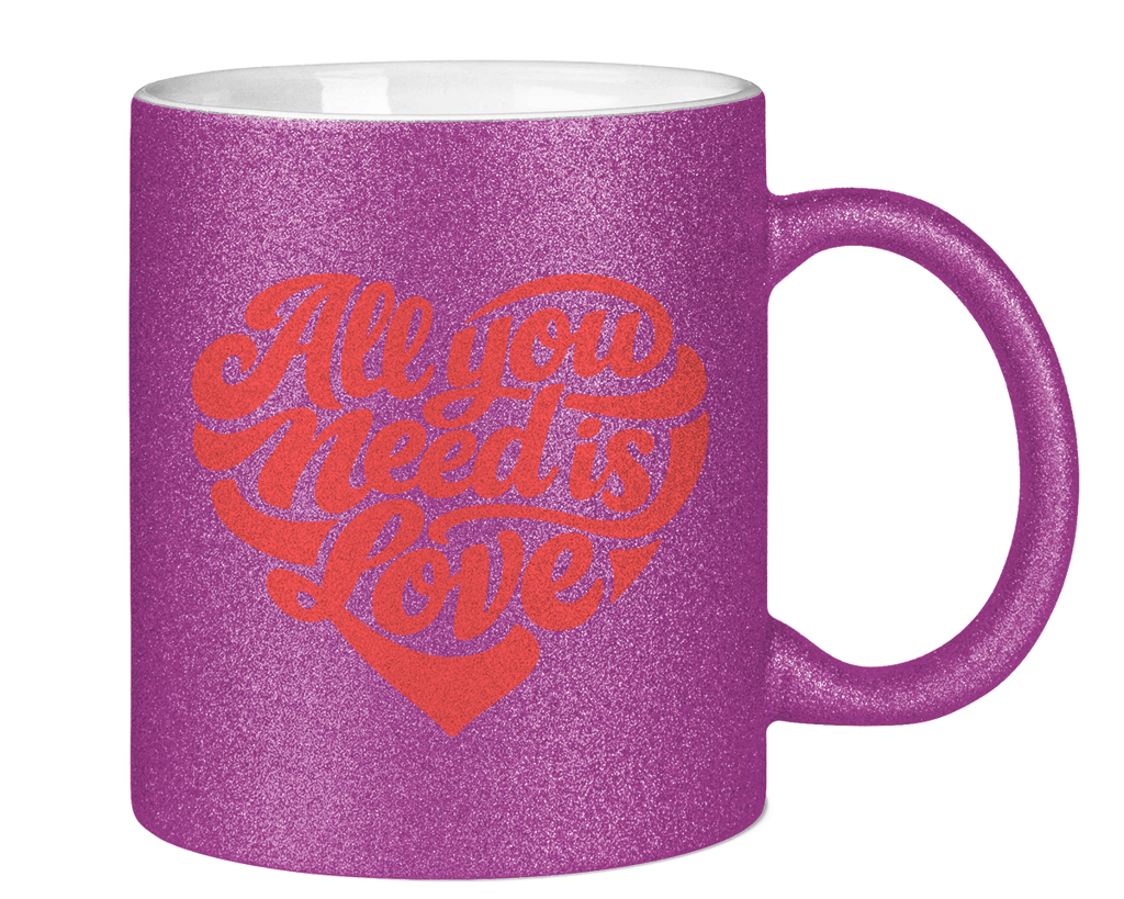 Glitzertasse All you need is love Printegy