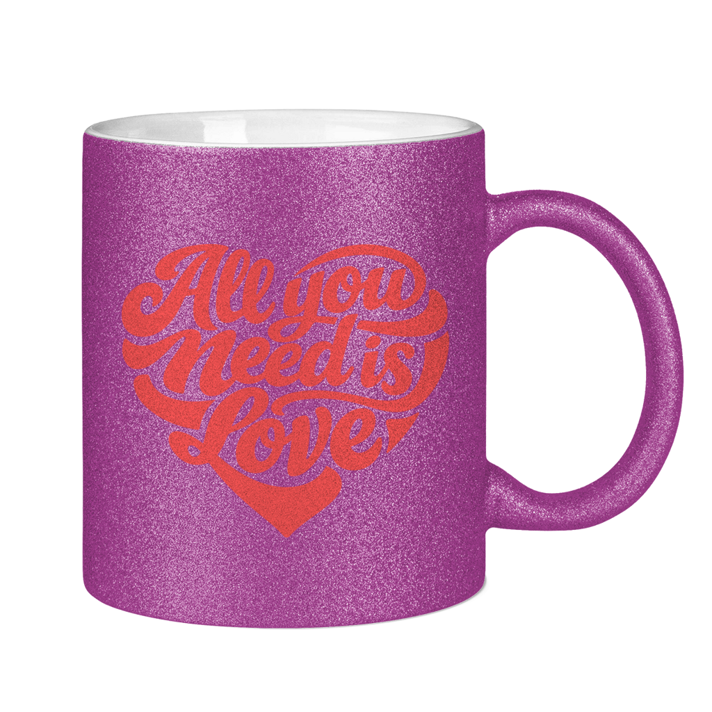 Glitzertasse All you need is love Printegy