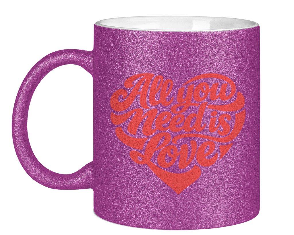 Glitzertasse All you need is love Printegy