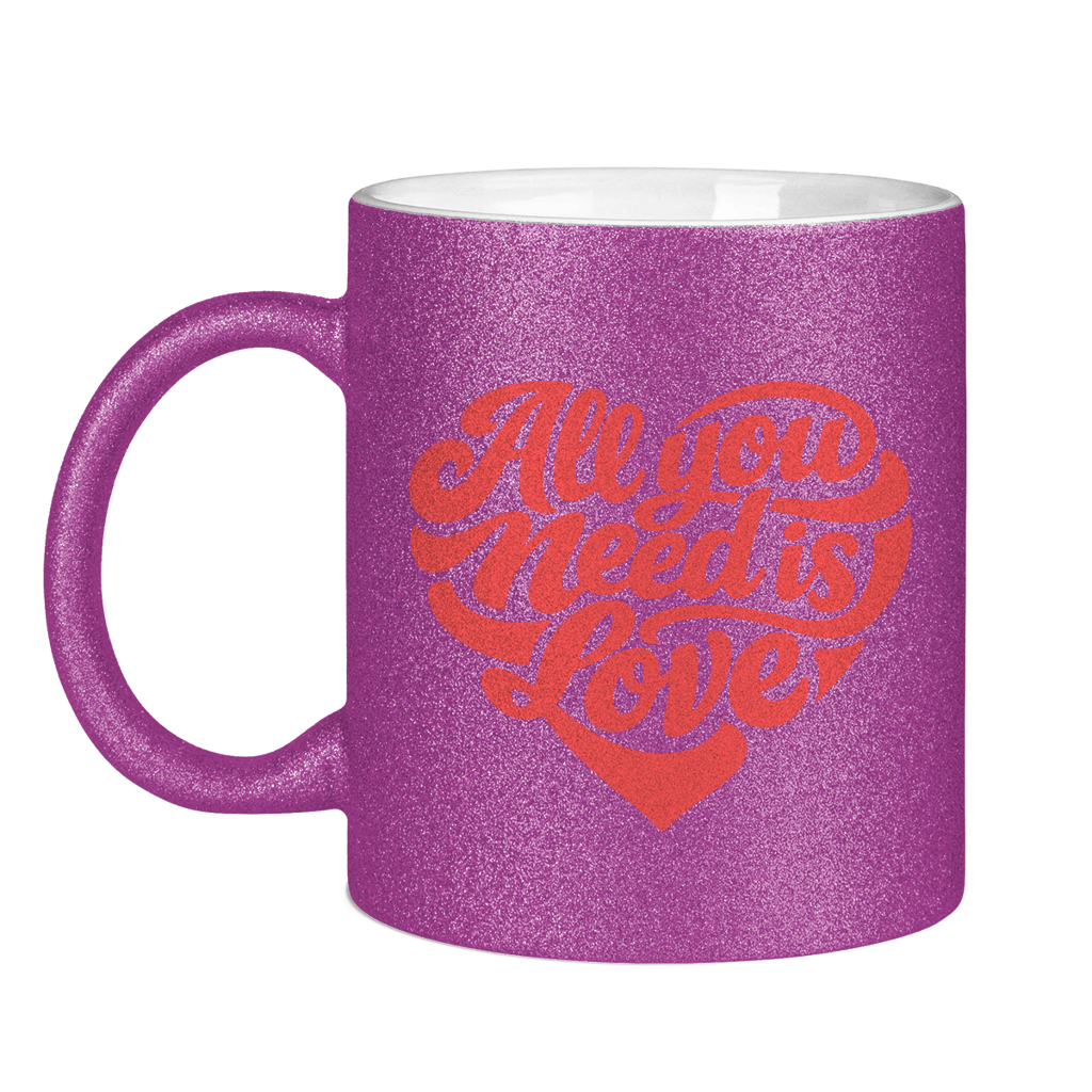 Glitzertasse All you need is love Printegy