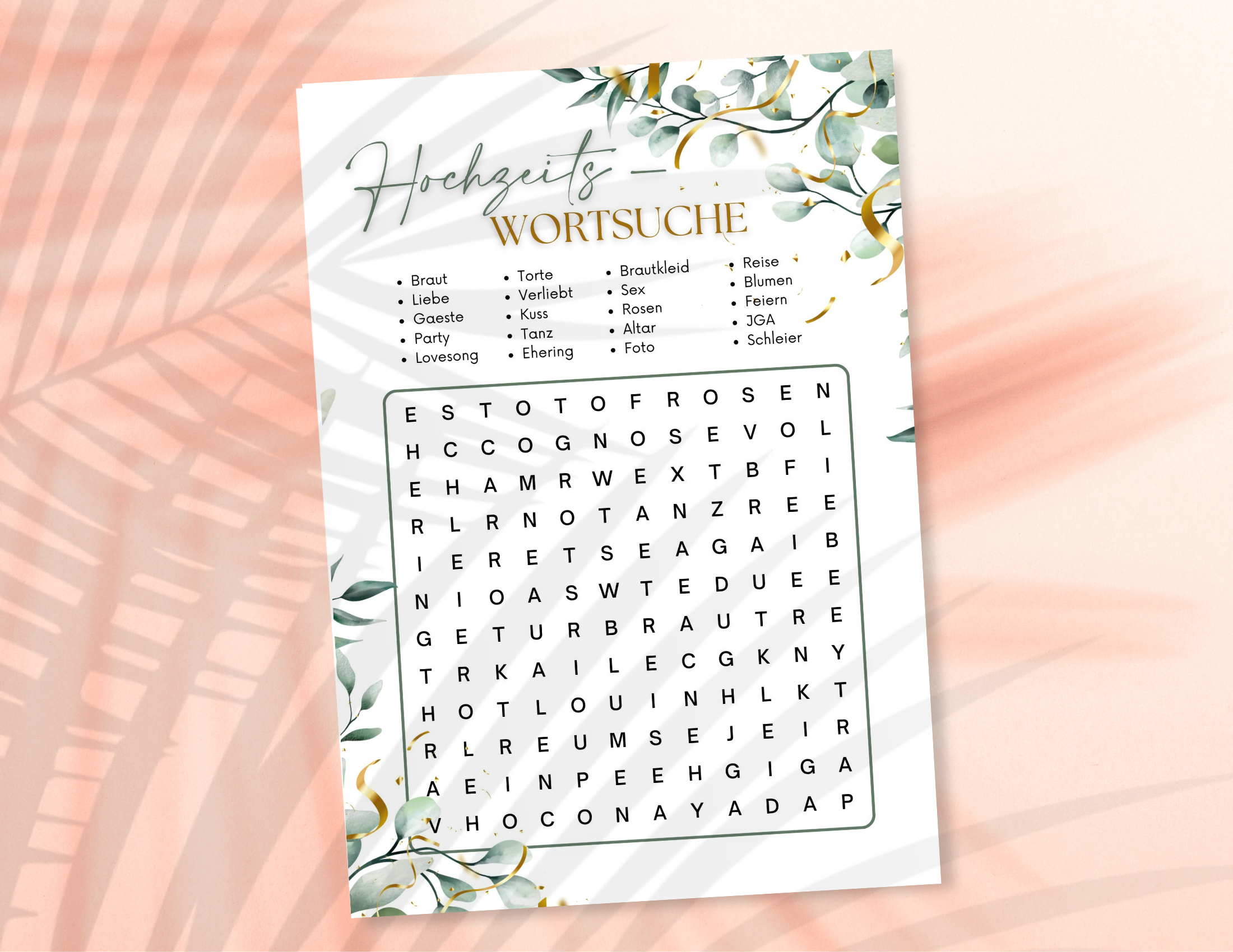 Hochzeits-Wortsuche | Spiel für die Hochzeit | Partyspiel JGA | Hochzeitsspiel | Download Roo's Gift Shop