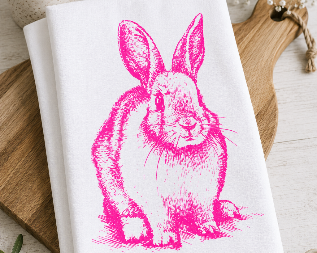 Geschirrtuch | Hase | neon pink Osterhase Roo's Gift Shop