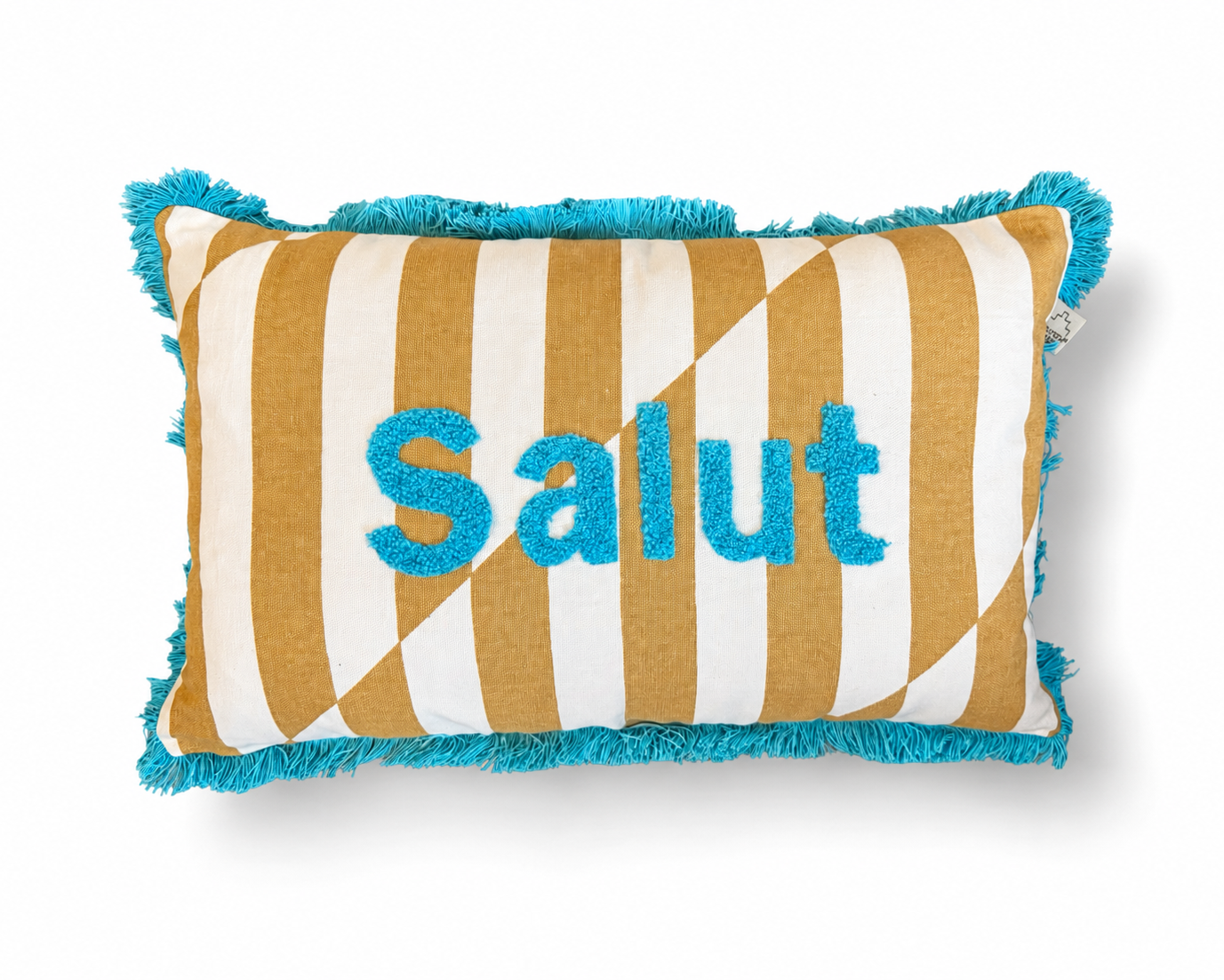 Kissen Salut 50x30 cm | gestreiftes Dekokissen mit Stickerei | Boho Kissen bunt | Zierkissen Baumwolle | Geschenkidee (Kopie) Roo's Gift Shop
