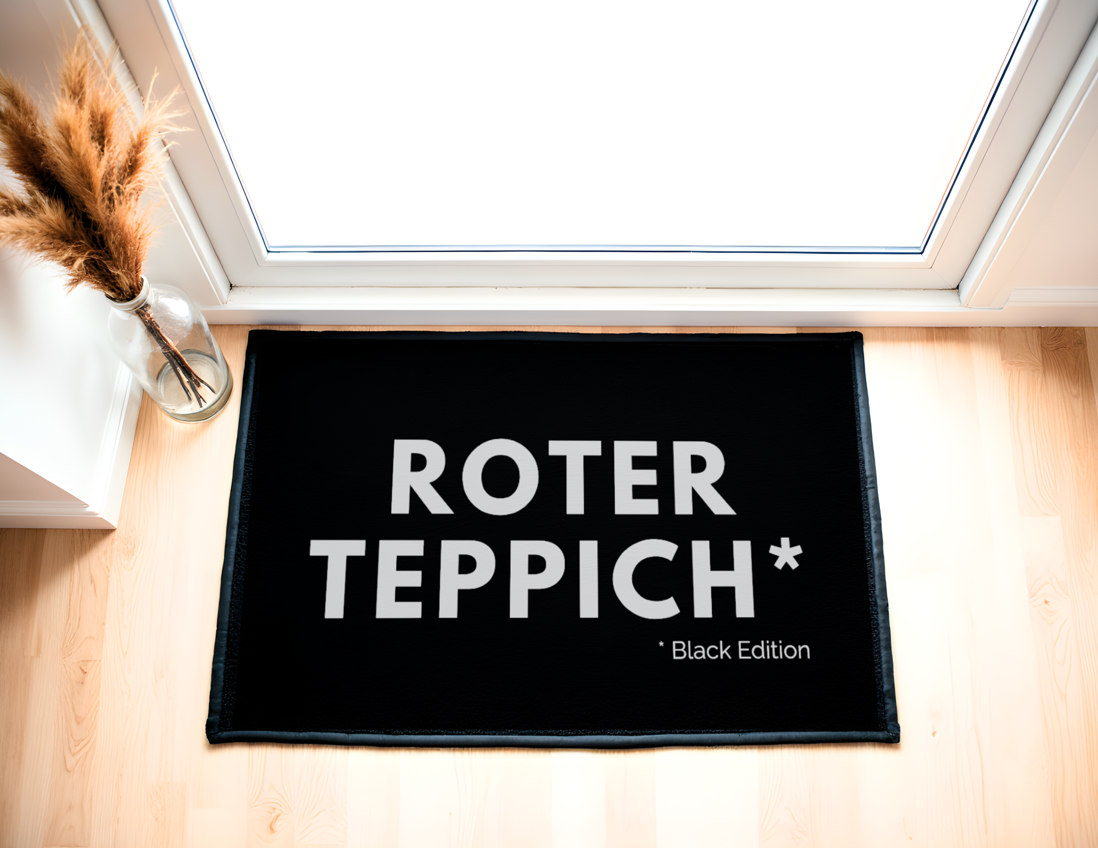 Fußmatte "Roter Teppich - Black Edition" - schwarze Matte mit Gummirand | in zwei Größen Printegy