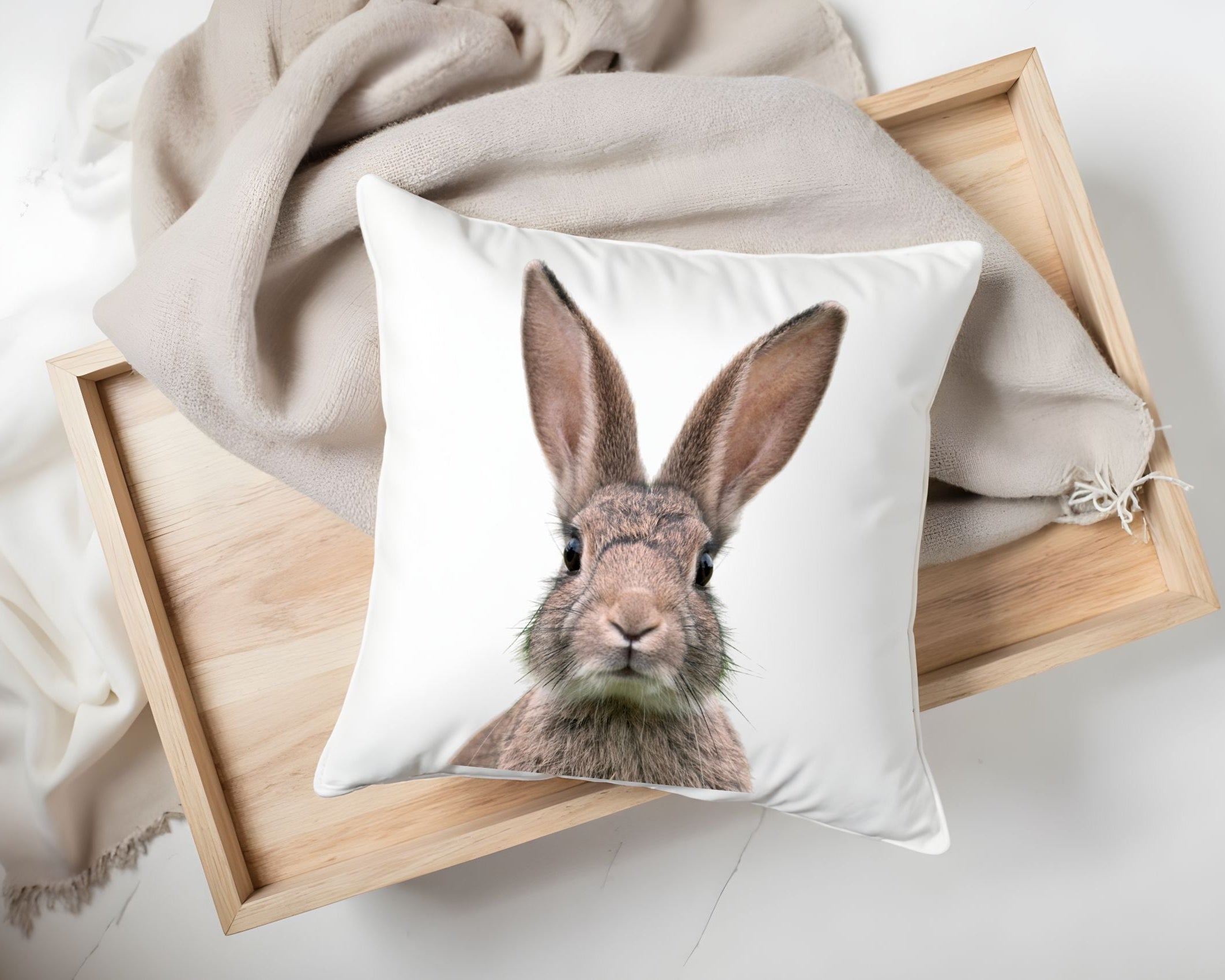 Flauschiges Hasenkissen Ostern | Bezug in 40 x 40 cm Printegy