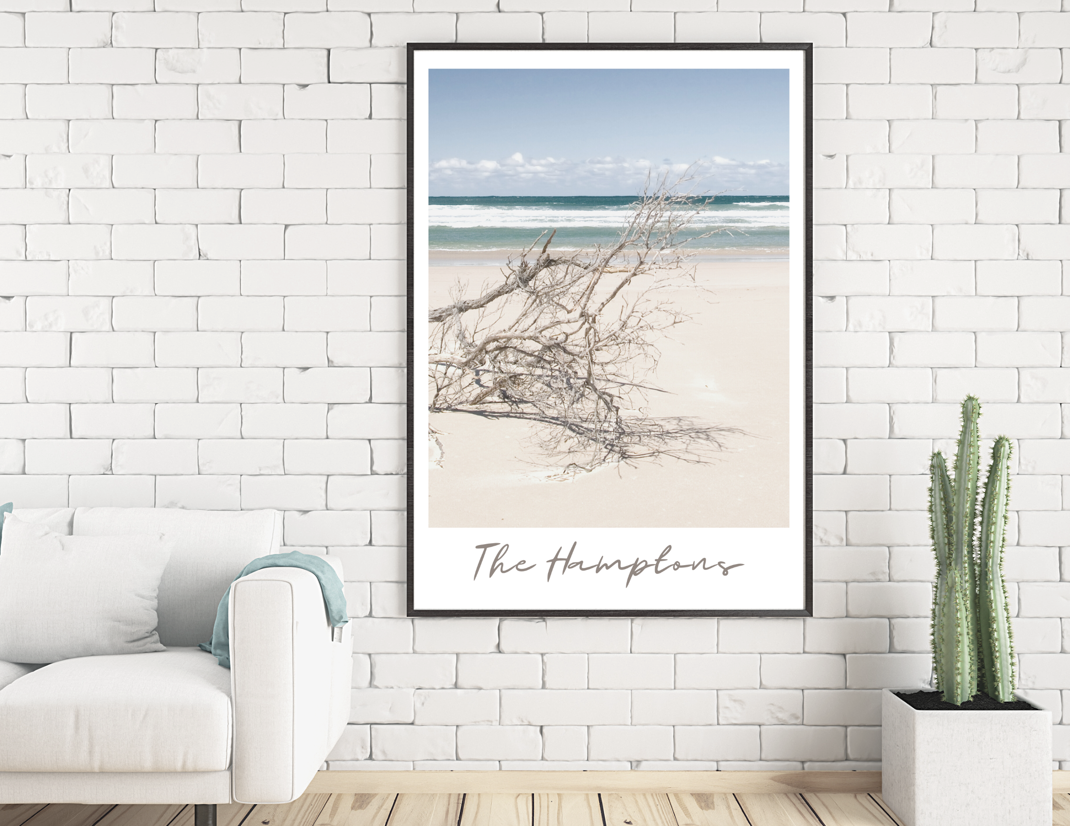 Poster | The Hamptons | Strand Meer | Treibholz Ast Roo's Gift Shop