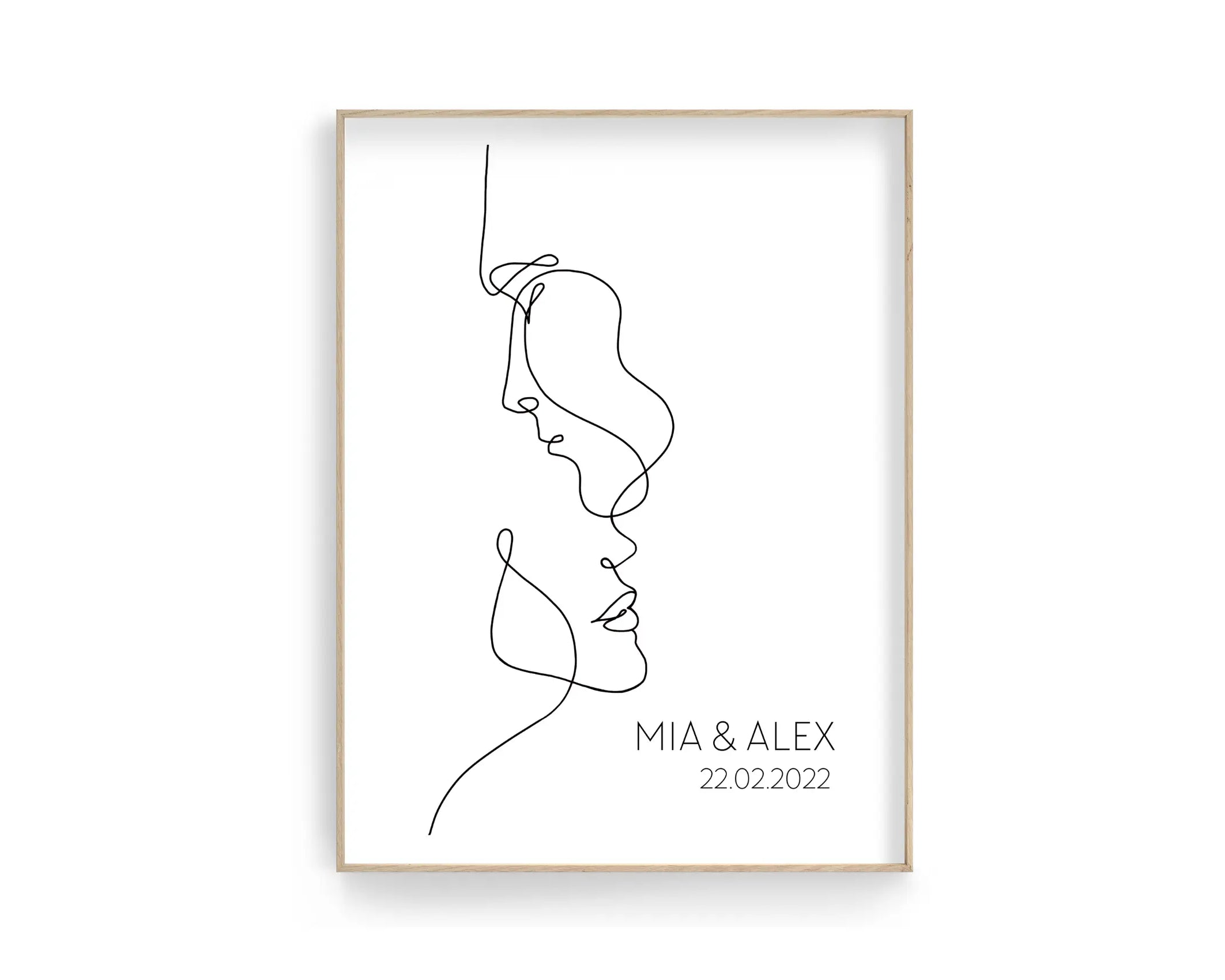 Poster | Hochzeit | One Line Art Paar | personalisiert Roo's Gift Shop