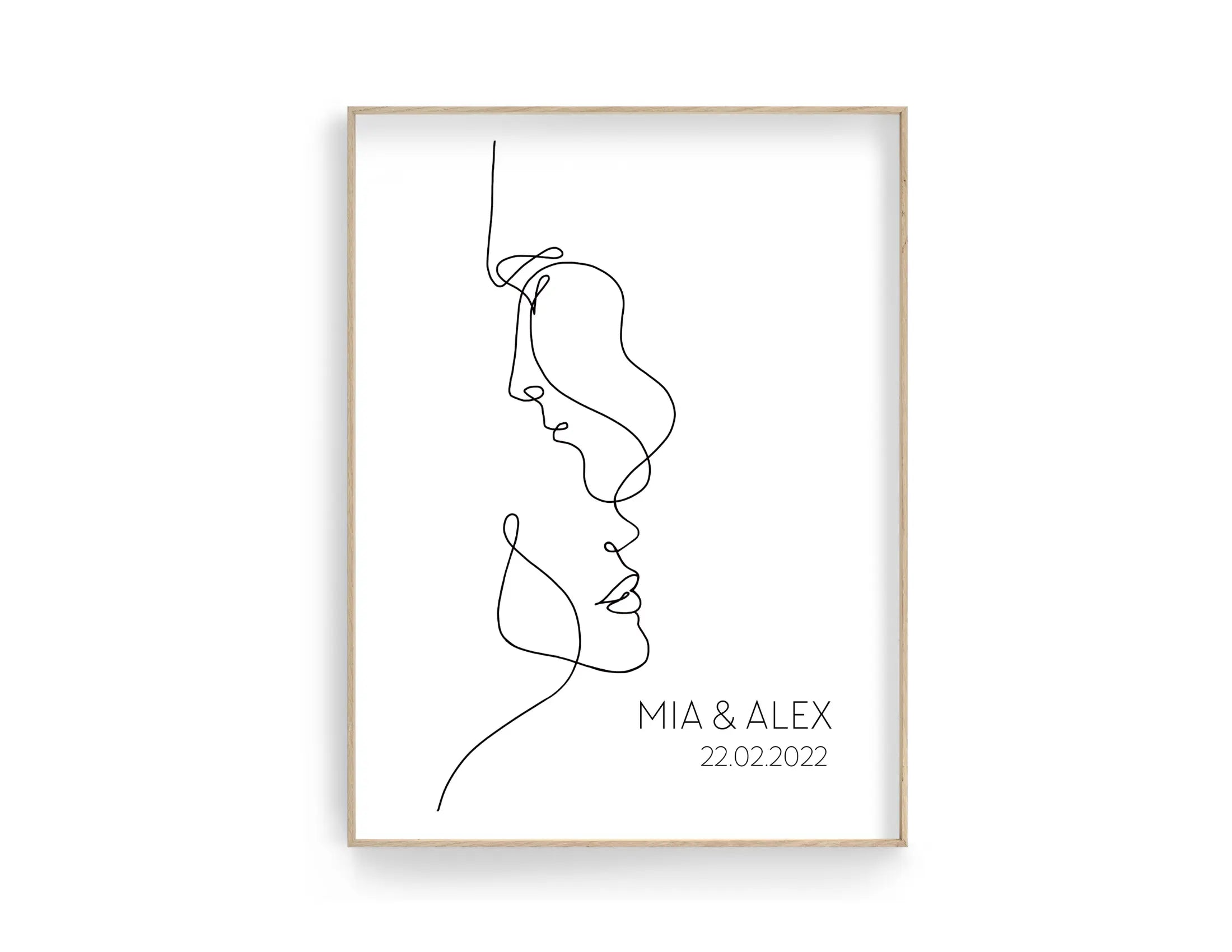Poster | Hochzeit | One Line Art Paar | personalisiert Roo's Gift Shop