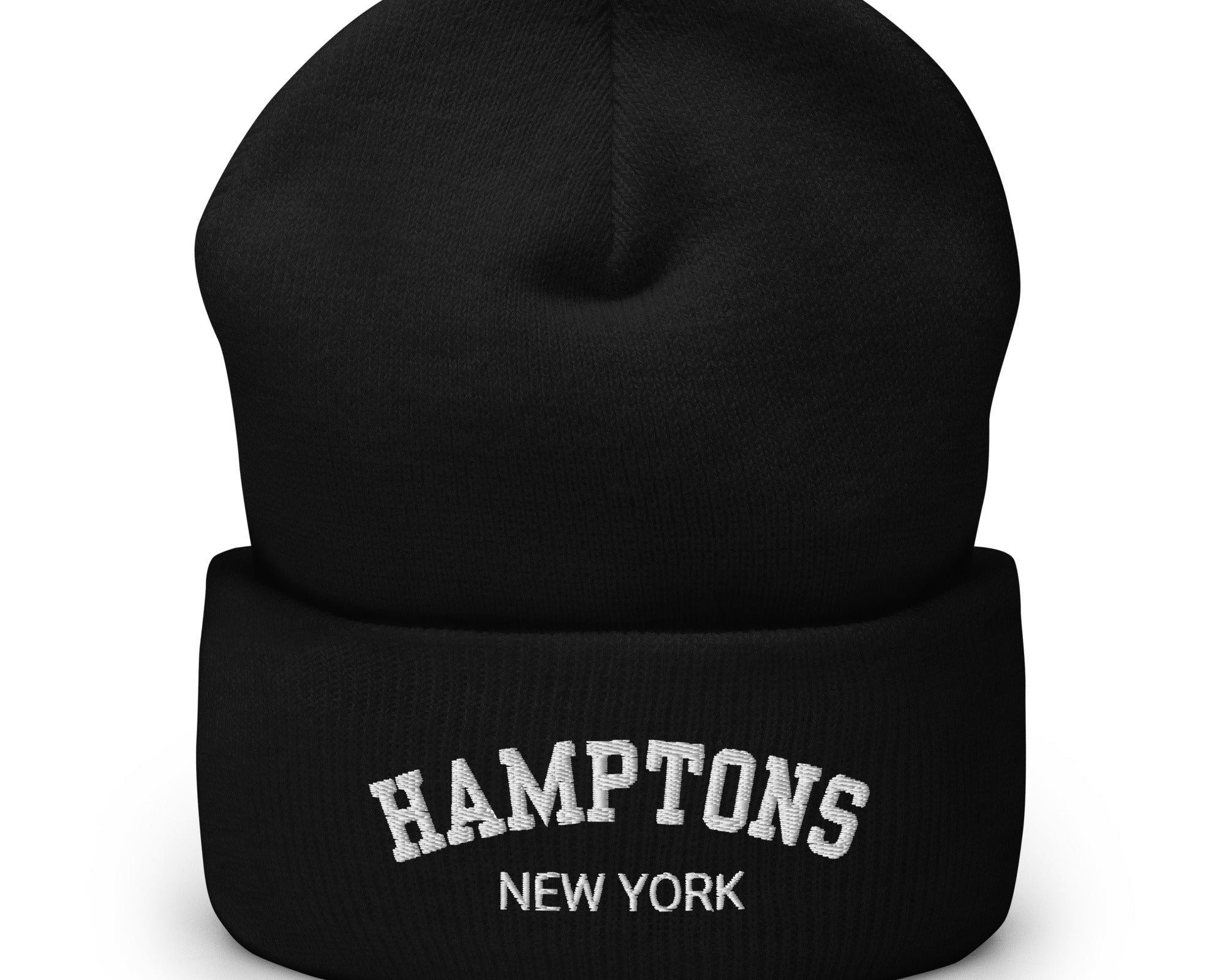 Umgeschlagene Beanie | bestickte Strickmütze Hamptons New York | in schwarz, blau, grau Roo's Gift Shop