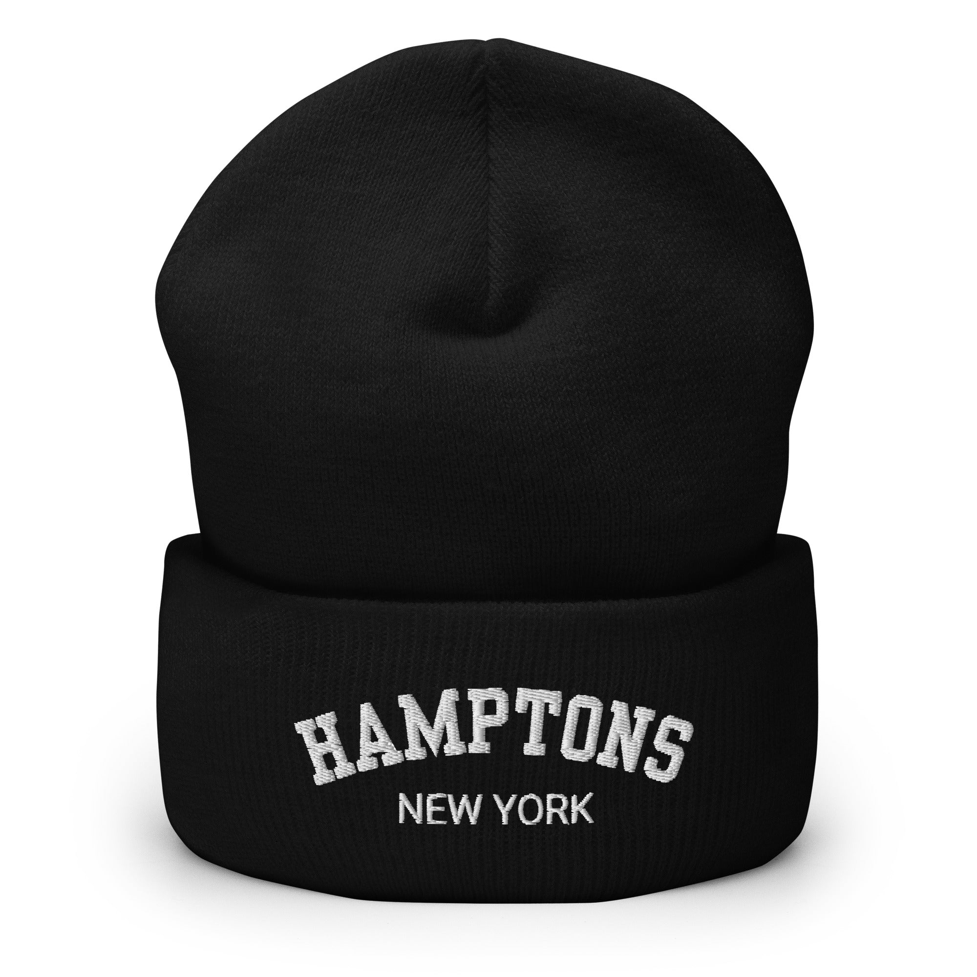 Umgeschlagene Beanie | bestickte Strickmütze Hamptons New York | in schwarz, blau, grau Roo's Gift Shop