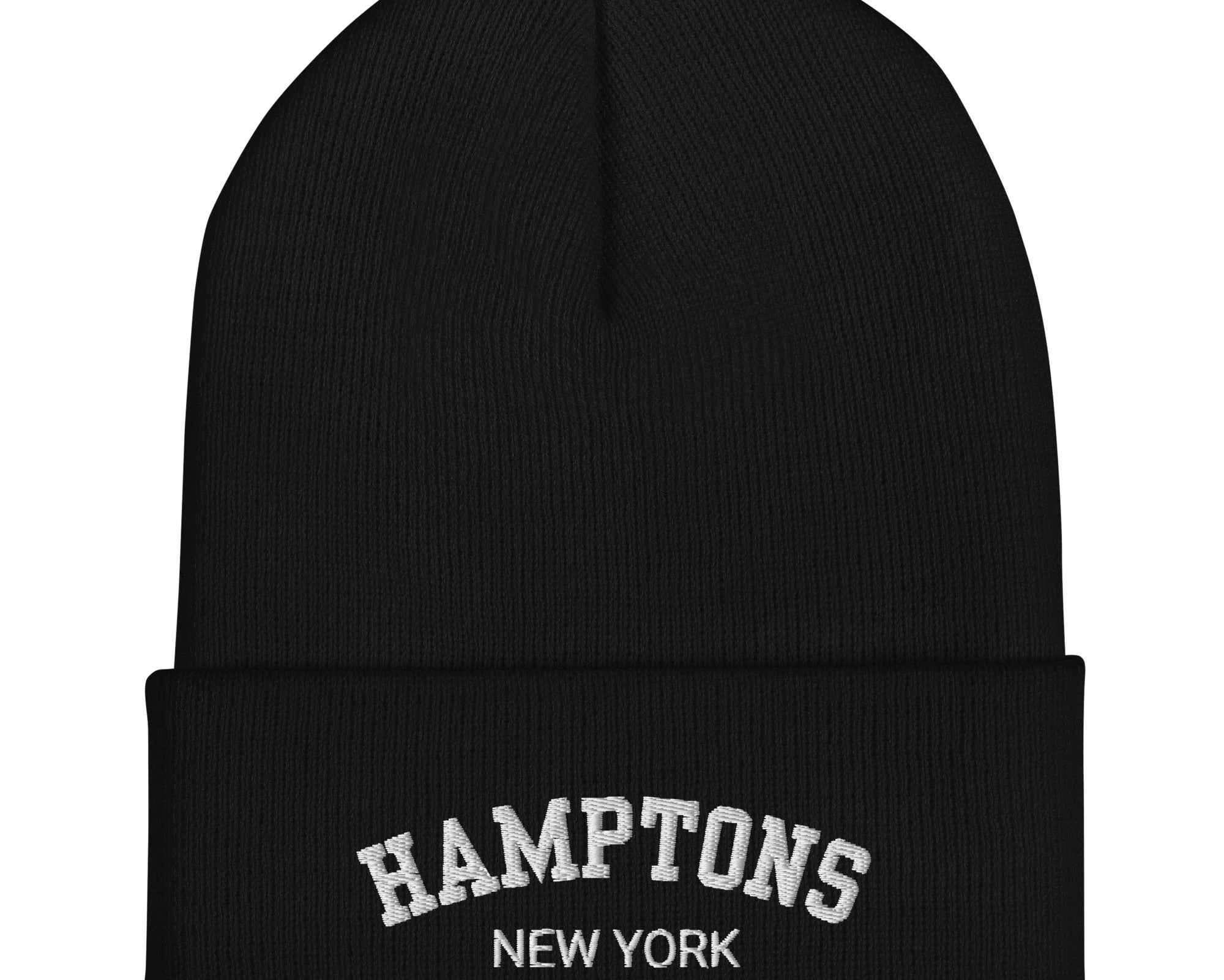 Umgeschlagene Beanie | bestickte Strickmütze Hamptons New York | in schwarz, blau, grau Roo's Gift Shop