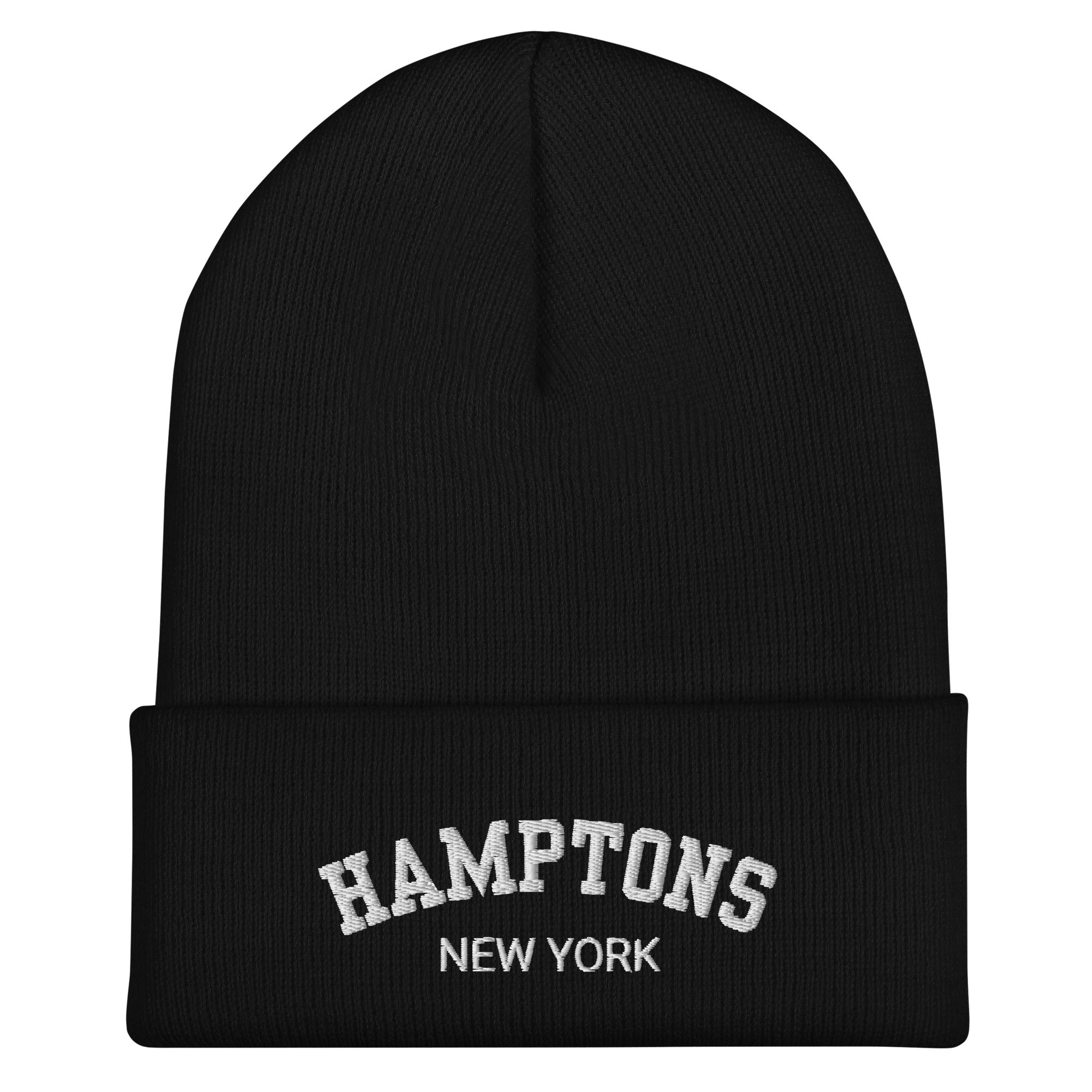 Umgeschlagene Beanie | bestickte Strickmütze Hamptons New York | in schwarz, blau, grau Roo's Gift Shop