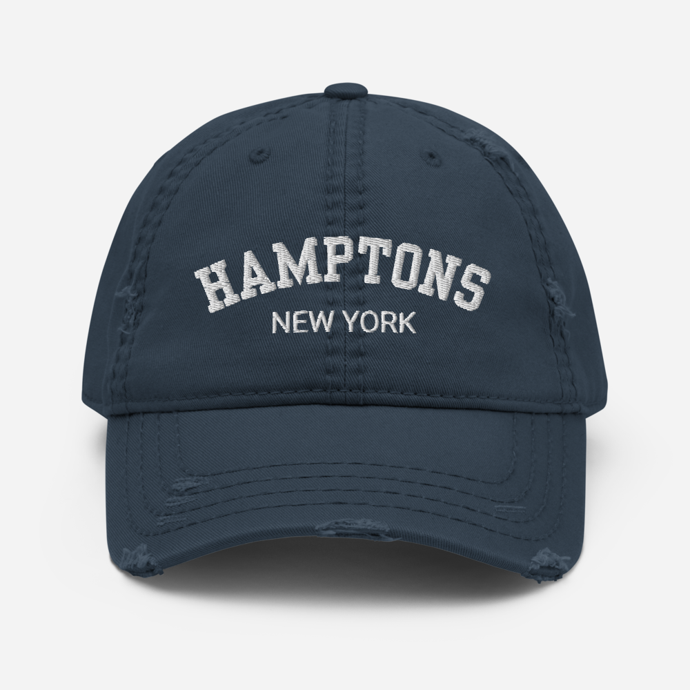 Basecap bestickt im used Look | Hamptons New York | unisex | in blau oder grau Roo's Gift Shop