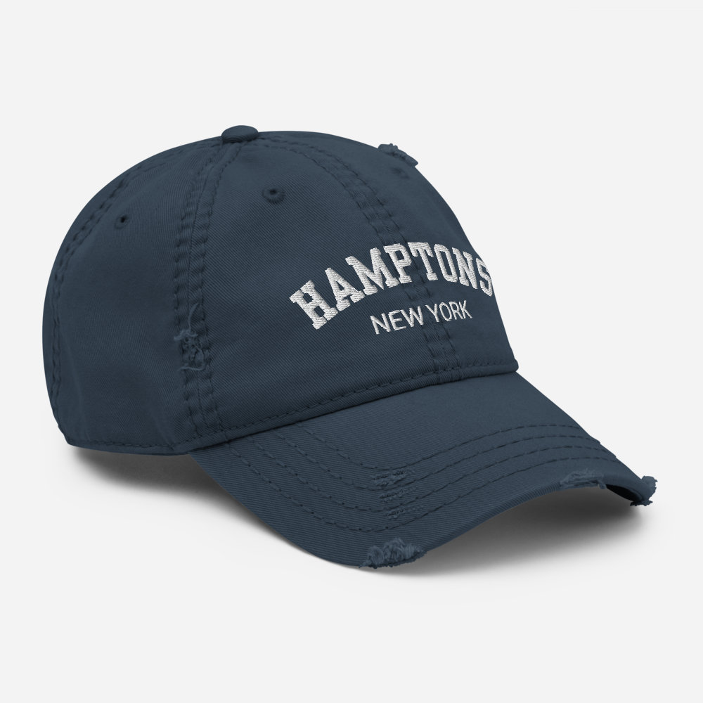 Basecap bestickt im used Look | Hamptons New York | unisex | in blau oder grau Roo's Gift Shop