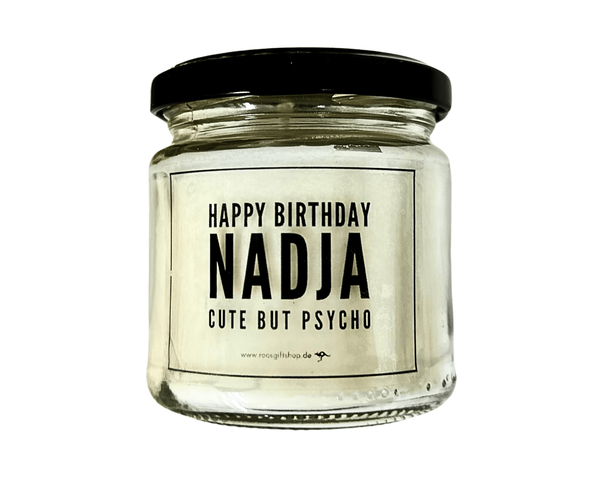 Duftkerze im Glas | Name | Personalisiert | Happy Birthday | Cute But Psycho - Roo's Gift Shop