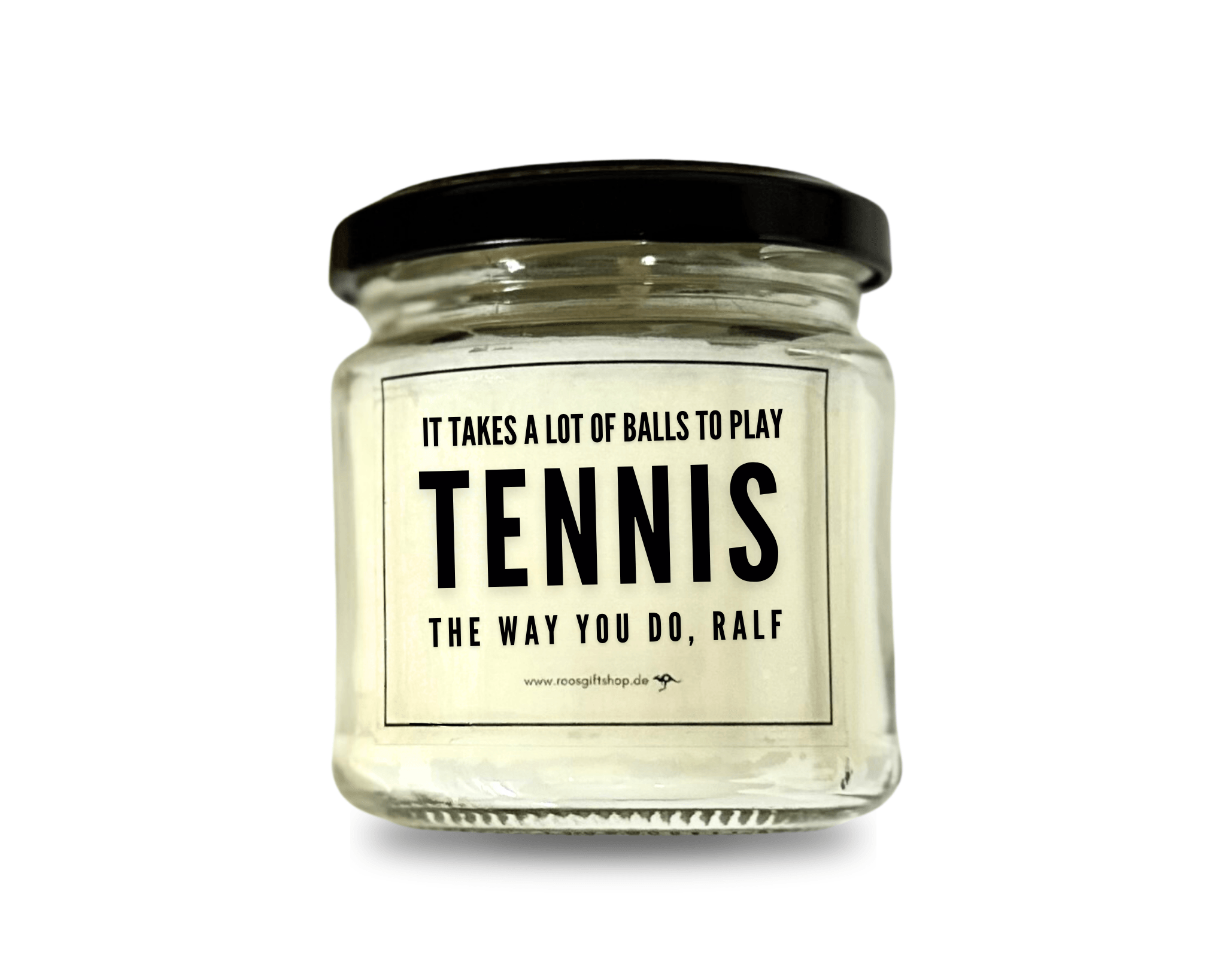 Duftkerze im Glas | Tennis Tennisspieler | Personalisiert - Frech | Geschenk Mann - Roo's Gift Shop