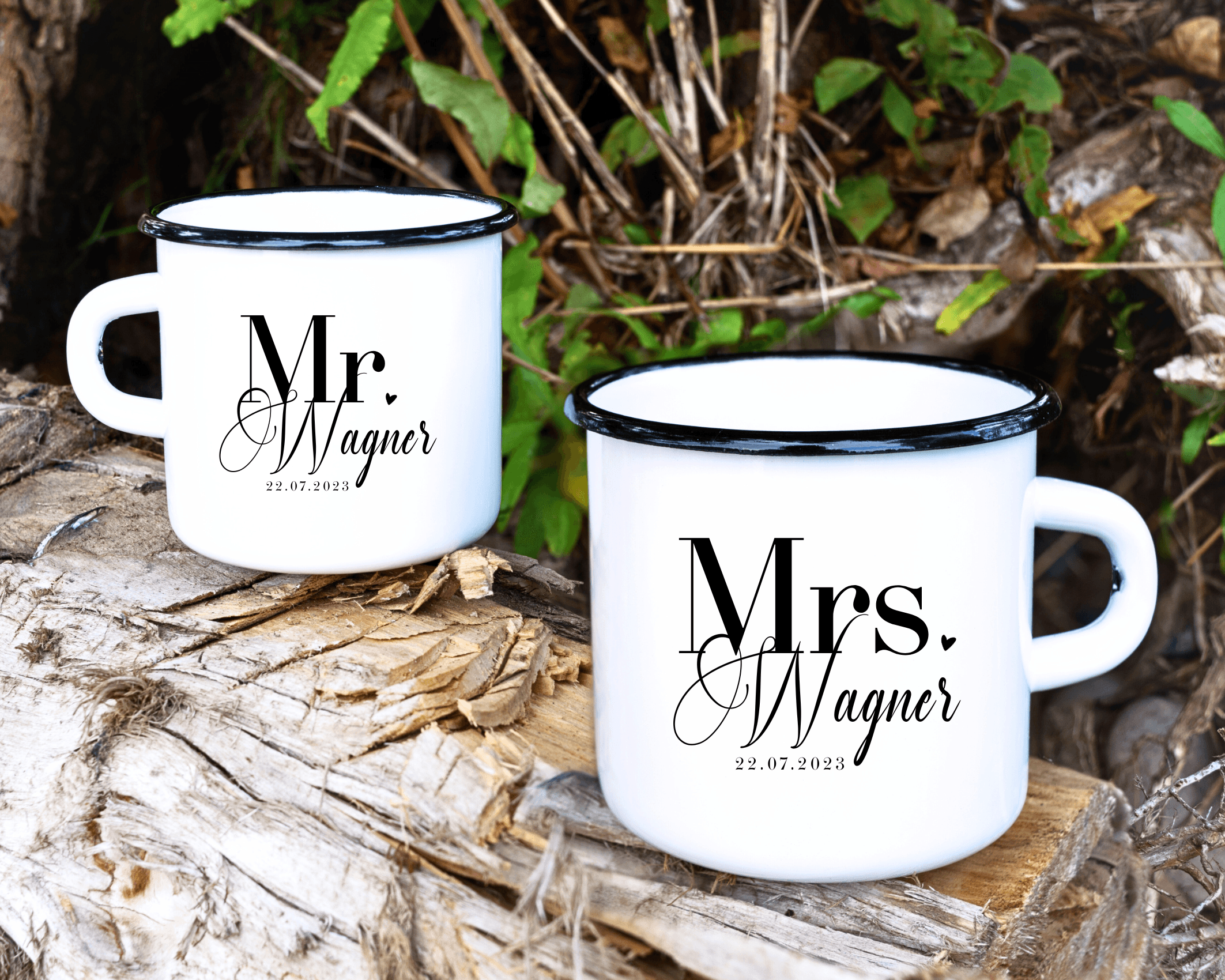 Emaille Tasse | Hochzeit | personalisiert | Braut Bräutigam - Roo's Gift Shop