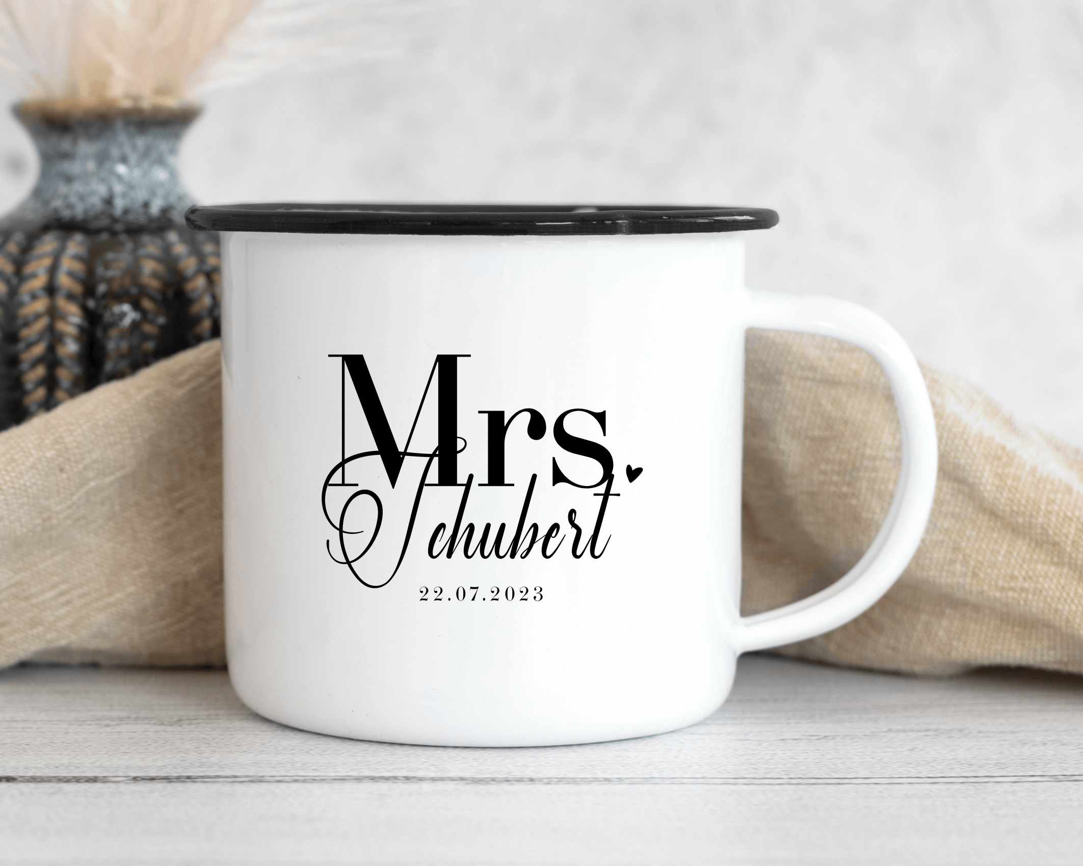 Emaille Tasse | Hochzeit | personalisiert | Braut Bräutigam - Roo's Gift Shop