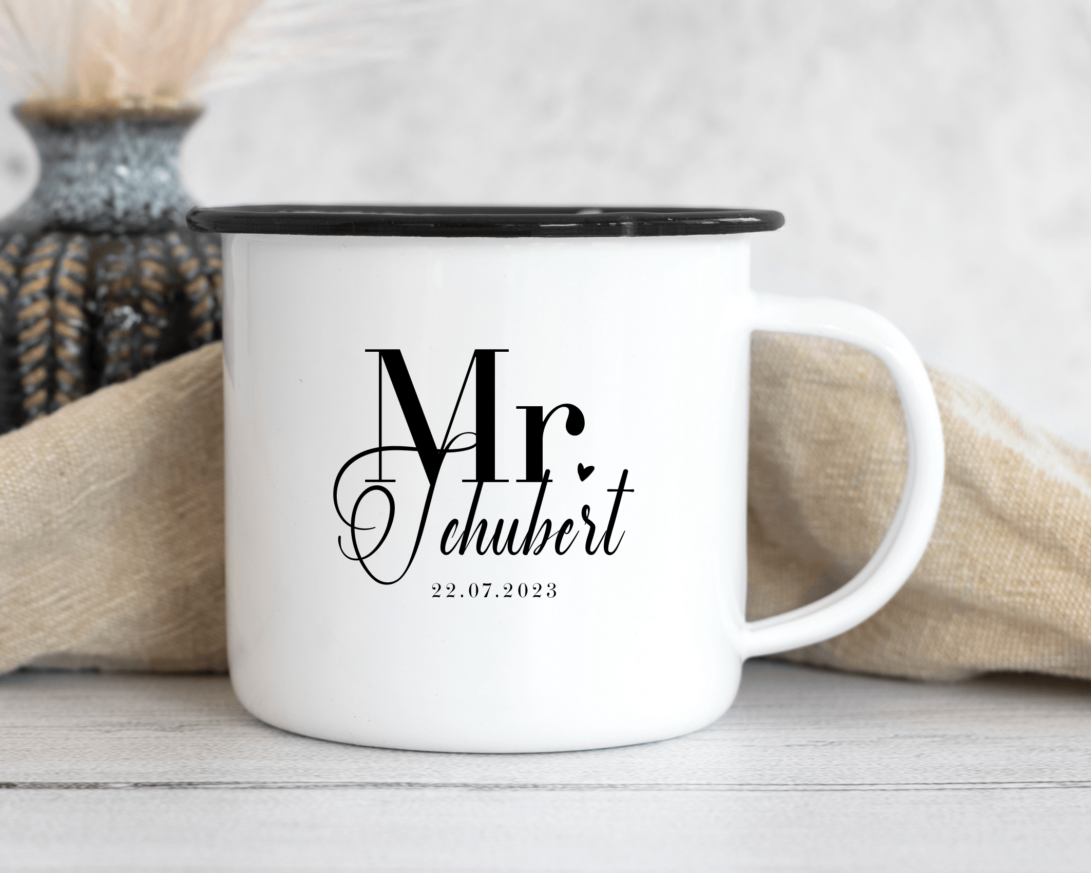 Emaille Tasse | Hochzeit | personalisiert | Braut Bräutigam - Roo's Gift Shop