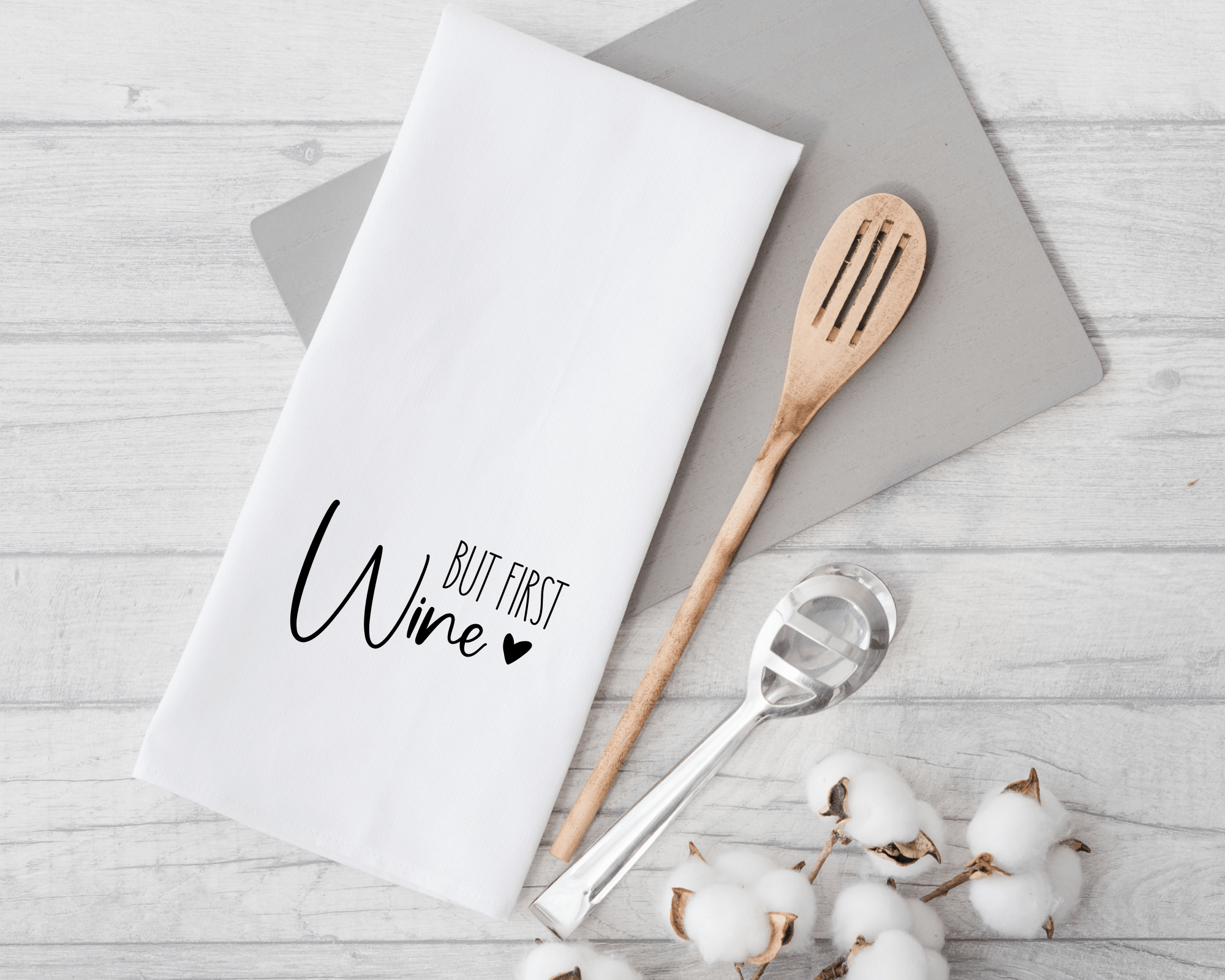 Geschirrtuch | But First Wine | lustiger Spruch - Roo's Gift Shop
