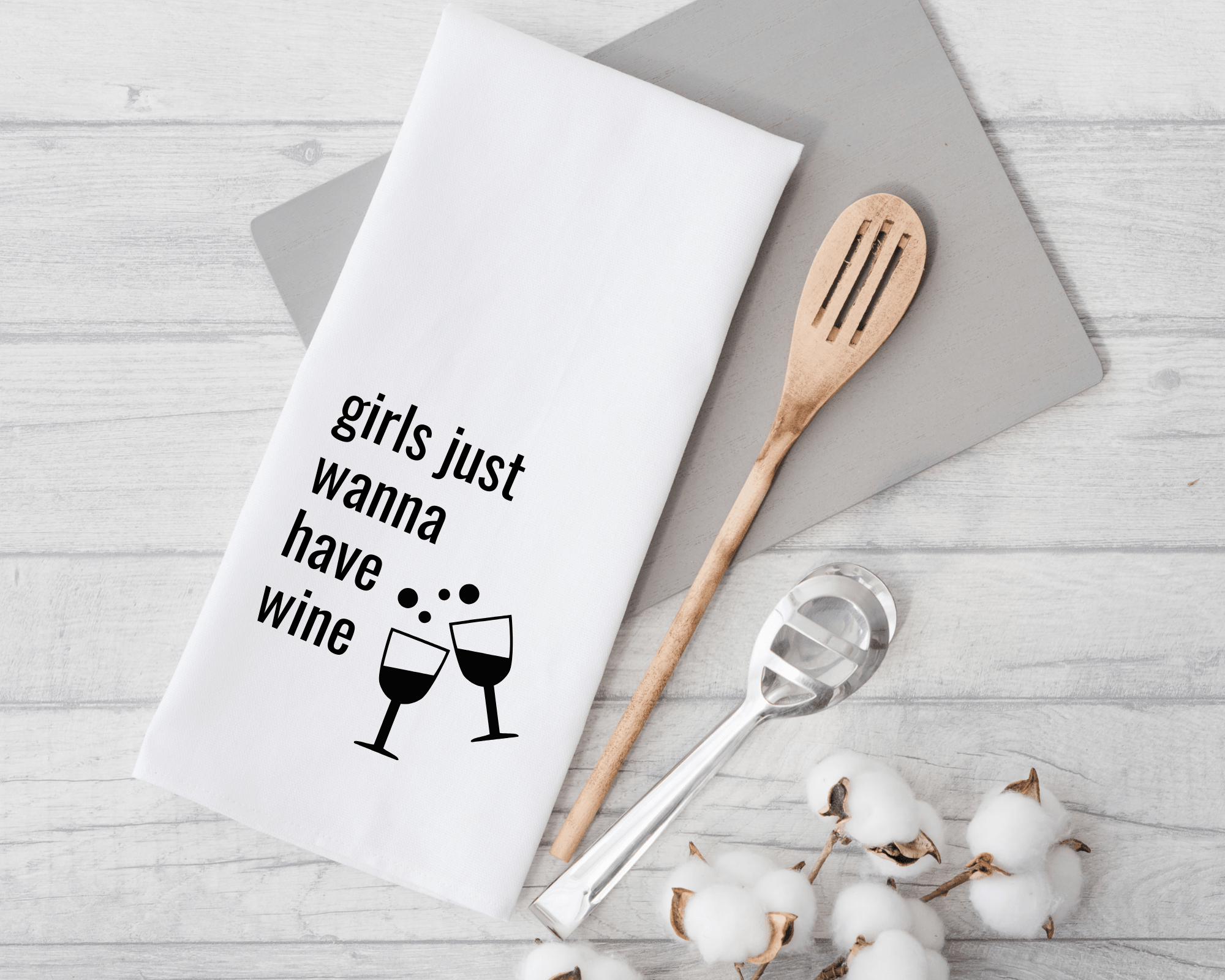 Geschirrtuch | Girls just wanna have wine | lustiger Spruch - Roo's Gift Shop