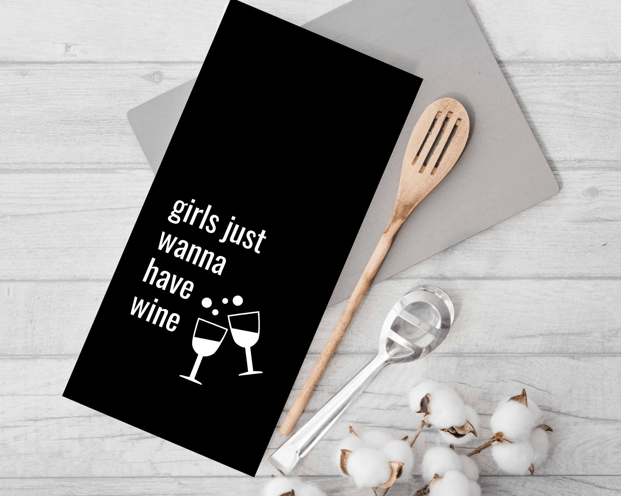 Geschirrtuch | Girls just wanna have wine | lustiger Spruch - Roo's Gift Shop