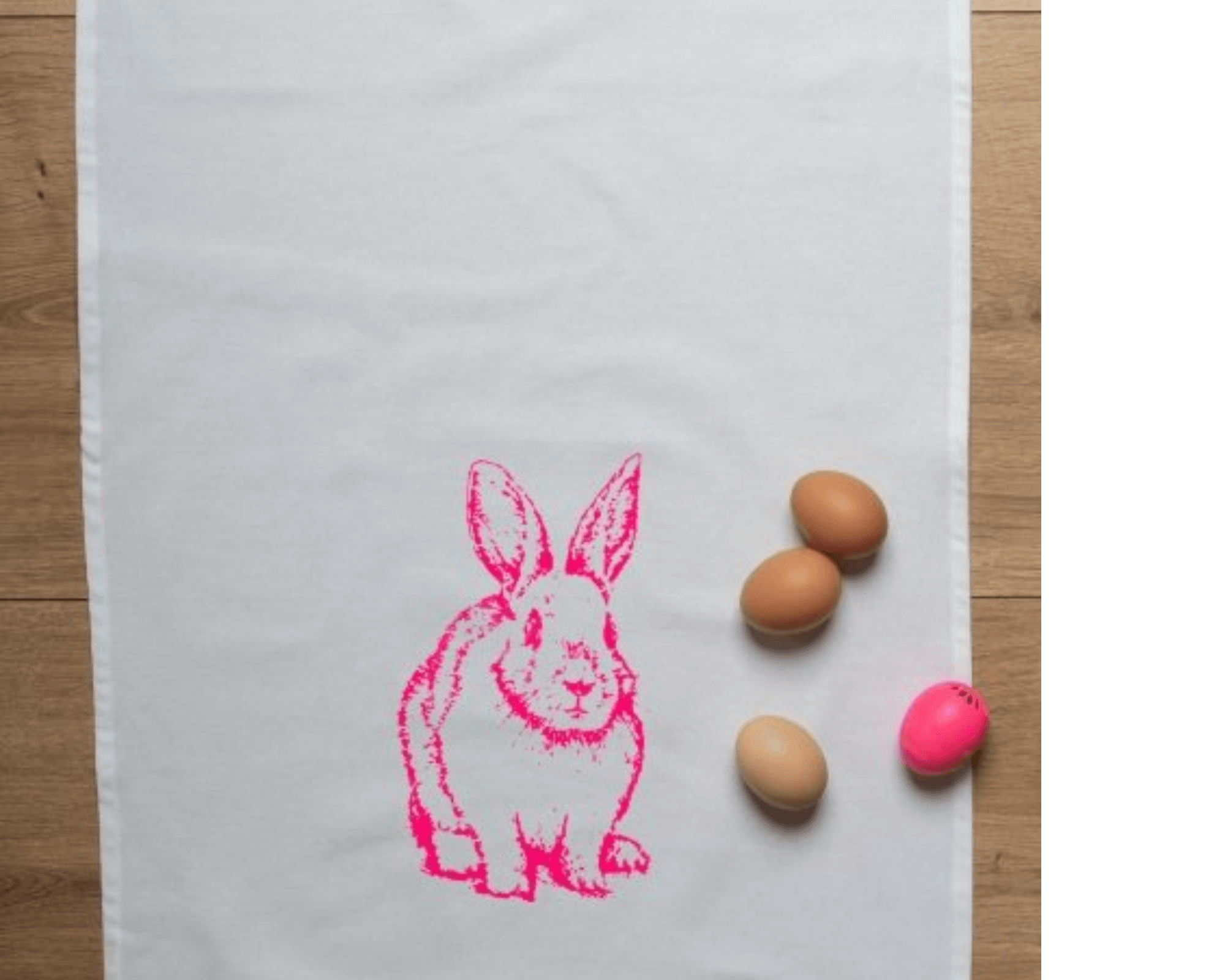 Geschirrtuch | Hase Ostern | neon pink Osterhase - Roo's Gift Shop