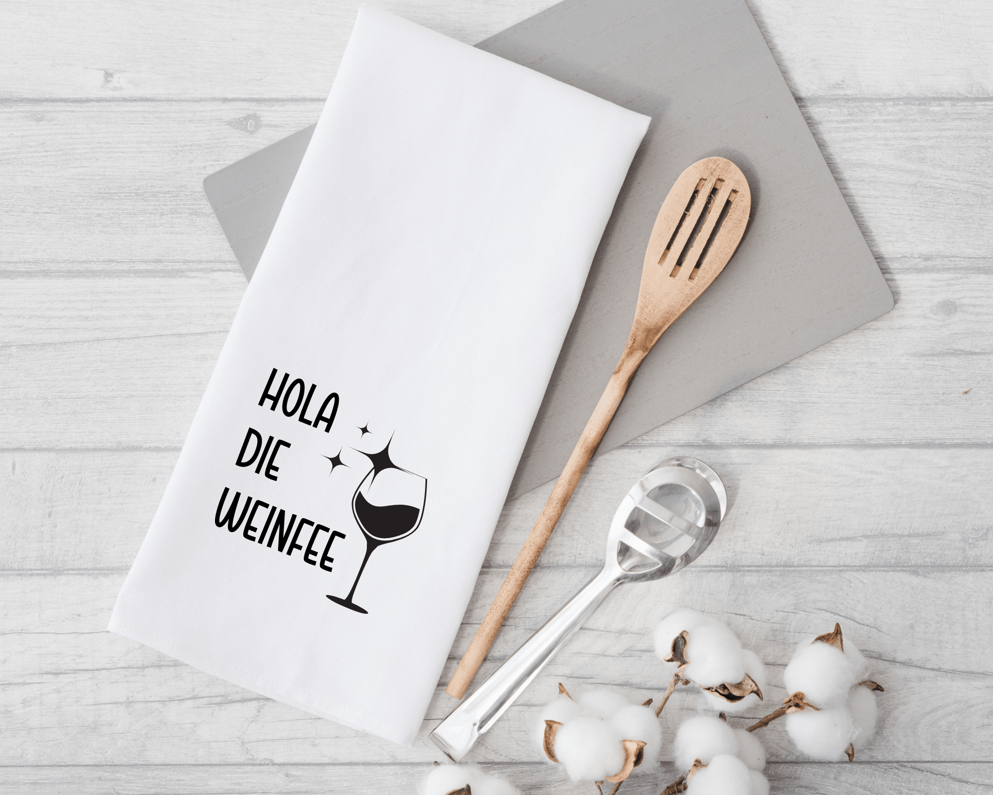 Geschirrtuch | Hola die Weinfee | lustiger Spruch - Roo's Gift Shop
