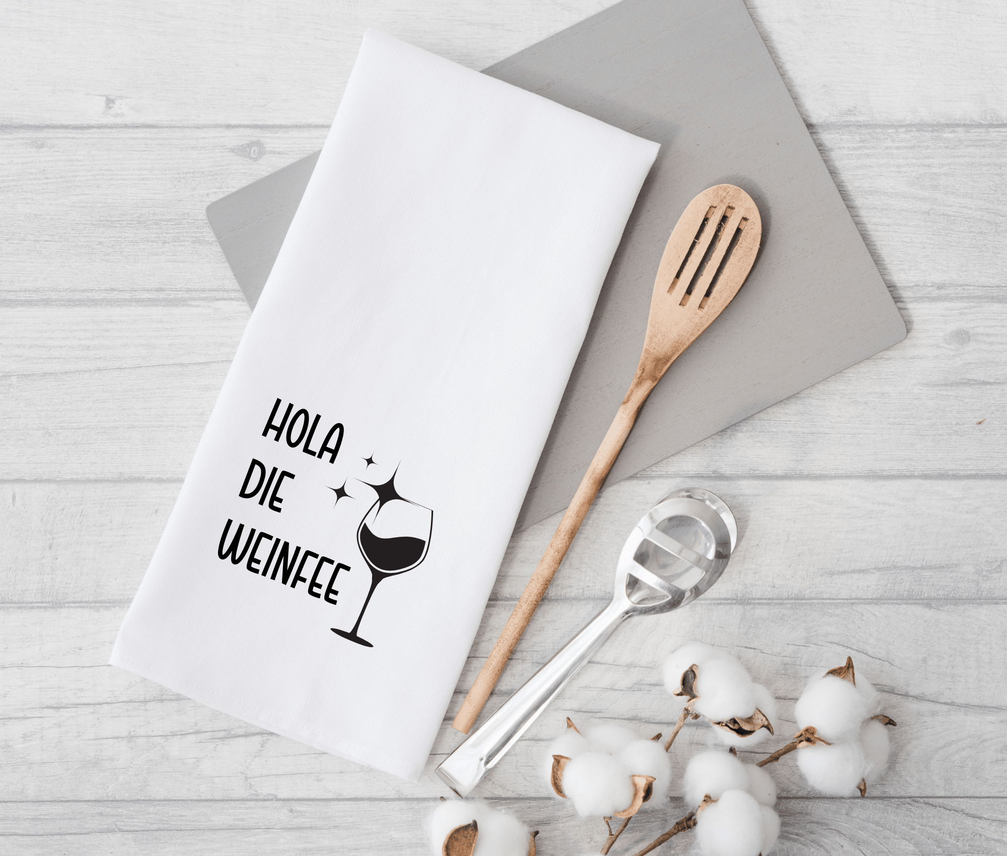 Geschirrtuch | Hola die Weinfee | lustiger Spruch - Roo's Gift Shop