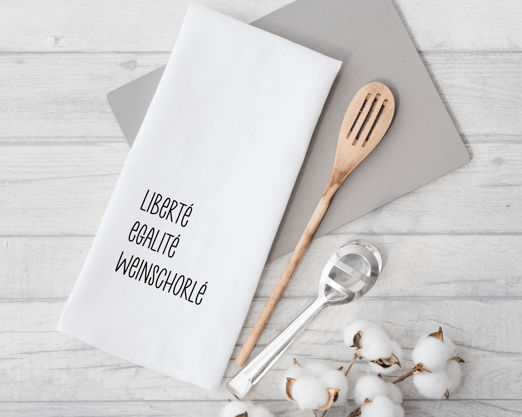 Geschirrtuch | Liberté Egalité Weinschorlé | lustiger Spruch - Roo's Gift Shop