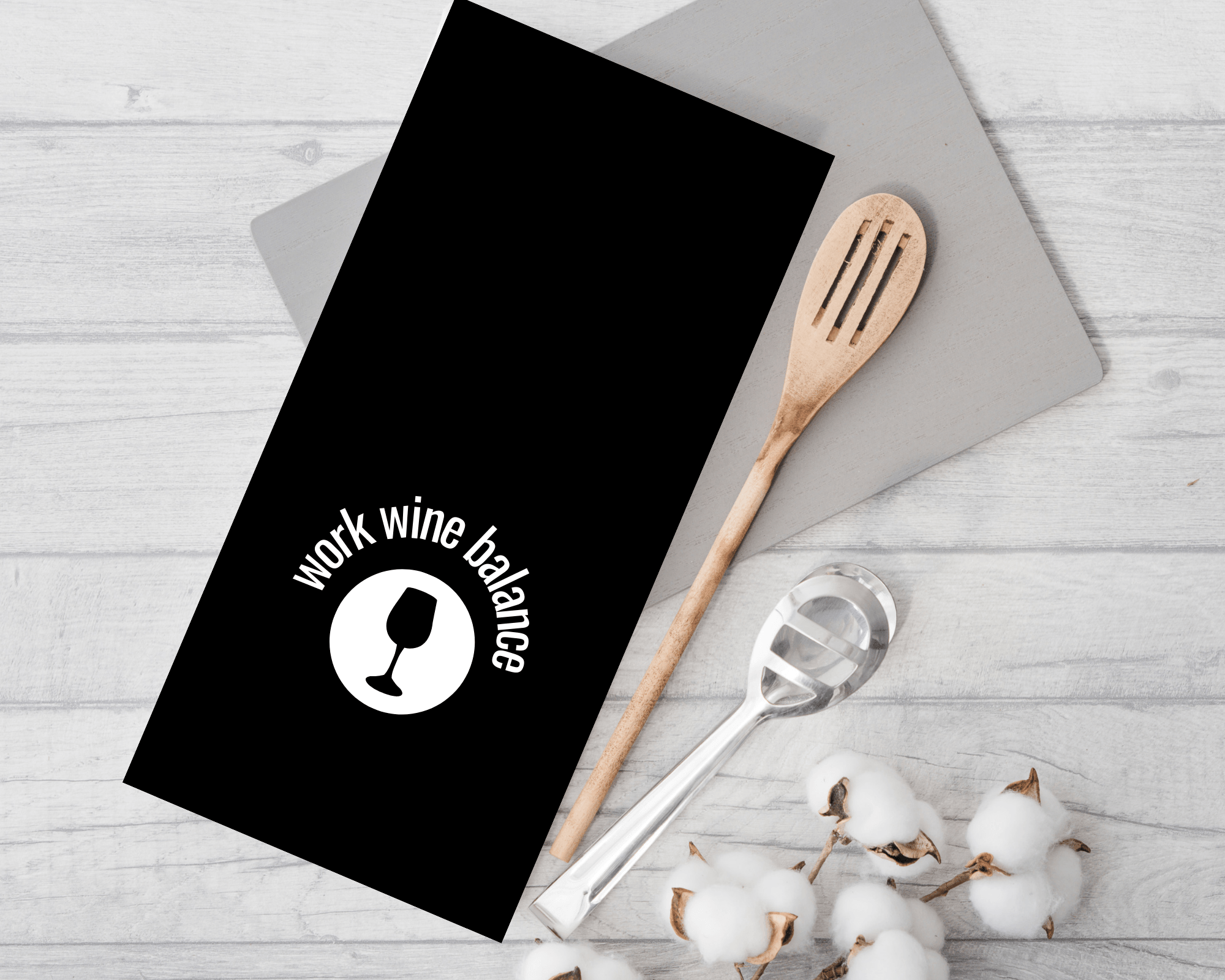 Geschirrtuch | work wine balance | lustiger Spruch - Roo's Gift Shop